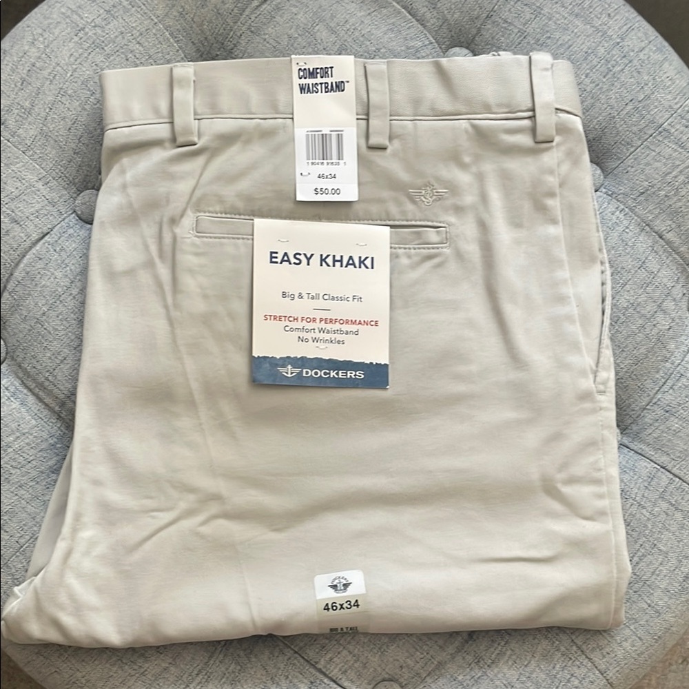 Dockers Men's Big & Tall Classic Fit Khaki Pants Comfort Waistband - 46X34